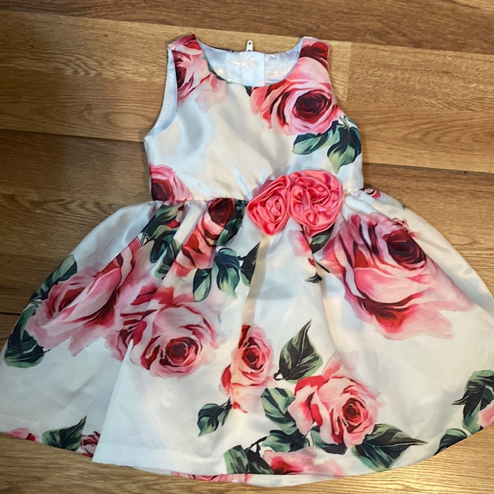Baby girls floral formal dress pink church wedding